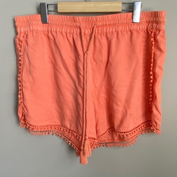 Saks Fifth Avenue Women's Coral Peach Boho Cover-up Shorts Size X-large - Picture 1 of 11